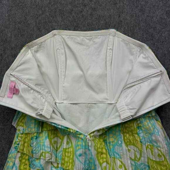 Lilly Pulitzer Arden Off The Hook Strapless Tiered Dress Women's Sz 4 Fish Print - Picture 5 of 12